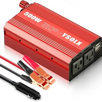 YSOLX 500W Power Inverter DC 12V to 110V AC Converter with 2 USB Ports and 2 AC Outlet, Car Charger Adpater for Road Trip and Camping