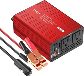 YSOLX 600W Power Inverter 12V to 110V, DC to AC Car Inverter with 65W USB-C/USB-Fast Charging(24W)/Dual AC Outlet,Fast Car Charger Adapter for Phone/Laptop/Road...