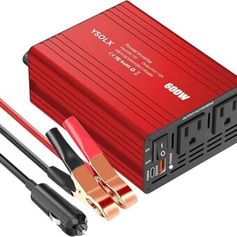 YSOLX 600W Power Inverter 12V to 110V, DC to AC Car Inverter with 65W USB-C/USB-Fast Charging(24W)/Dual AC Outlet,Fast Car Charger Adapter for Phone/Laptop/Road...