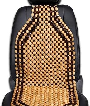 Zento Deals Wood Beaded Comfort Seat Cushion Seat Cover- Double Strung Ultra Comfort Massaging Car Seat Cushion for Car, Truck, or Office Chair