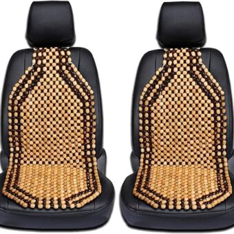 Zento Seat Beads Bead Seat Covers for Cars 2 Pieces of Natural Wooden Beads Back Massage Cushion, Bamboo Seat for Comfort in Your Travel Experience Cover Seats for Cars Beaded...