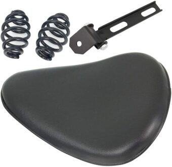 Black Leather Solo Seat 3" Spring Mounting Bracket Kit For Yamaha Kawasaki Suzuki Sportster Bobber Chopper