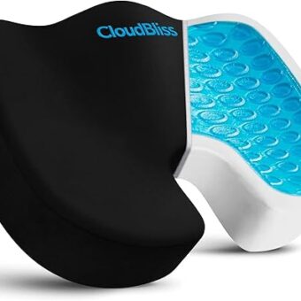 CloudBliss Office Chair Seat Cushion - Gel Enhanced Memory Foam & Suede Cover - Back, Sciatica, Tailbone & Coccyx Pain Relief, for Office Chair, Car Seat, Train/Plane Seat...