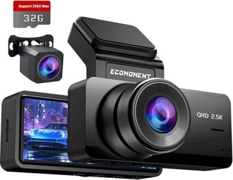 Dash Cam Front and Rear: 2.5K+1080P Dual Dash Camera for Cars, Ecomoment S70 Car Camer with 3.16" IPS Screen, 170° Wide Angle, Night Vision, G-Sensor, 24H Parking Monitor, 32GB...