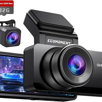 Dash Cam Front and Rear: 2.5K+1080P Dual Dash Camera for Cars, Ecomoment S70 Car Camer with 3.16" IPS Screen, 170° Wide Angle, Night Vision, G-Sensor, 24H Parking Monitor, 32GB...