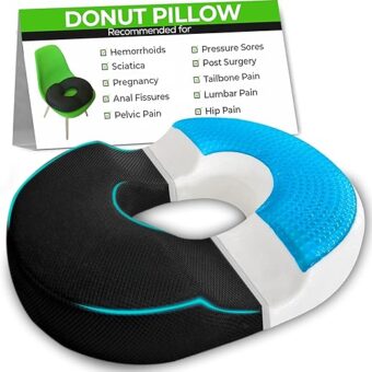 Donut Gel Sitting Pillow - Orthopedic Memory Foam for Tailbone Pain, Hemorrhoid, Bed Sores, Postpartum, Prostate, Coccyx & Sciatica Pain