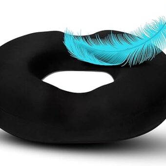 Donut Pillow Seat Cushion Orthopedic Design| Tailbone & Coccyx Memory Foam Pillow | Relieve Pain and Pressure for Hemorrhoid, Pregnancy Post Natal, Surgery, Sciatica (Black)