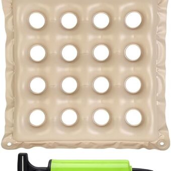 Inflatable Seat Cushions for Pressure Relief, Wheelchair Air Cushion for Bed Sore, Comfortable Waffle Pads，Cream 17x17inch