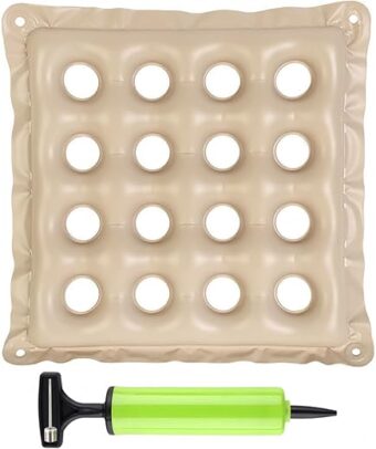 Inflatable Seat Cushions for Pressure Relief, Wheelchair Air Cushion for Bed Sore, Comfortable Waffle Pads，Cream 17x17inch