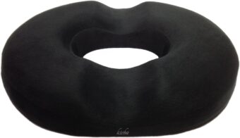 Kieba Hemorrhoid Treatment Donut Tailbone Cushion, Prostate Pillow, Pregnancy, Post Natal, Bed Sores, Coccyx, Sciatica, 18 Inches. Ultra Premium Comfort Foam (Black)