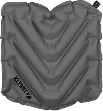 Klymit V Seat, Lightweight Inflatable Travel Cushion, Best for Camping, Bleachers, or Glassing Pad , Gray