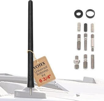 Votex Black Short Rubber 6 3/4" Universal Antenna Kit - Car Wash Proof, Easy Setup, Enhanced Reception with Copper Coil, USA Stainless Steel Threading, Flexible & Durable Fits...