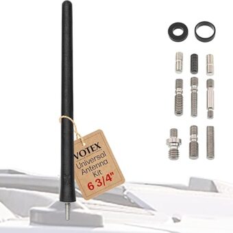 Votex Black Short Rubber 6 3/4" Universal Antenna Kit - Car Wash Proof, Easy Setup, Enhanced Reception with Copper Coil, USA Stainless Steel Threading, Flexible & Durable Fits...